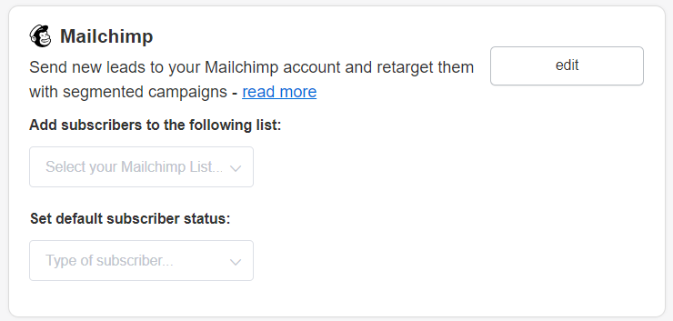 how to send leads to mailchimp settings